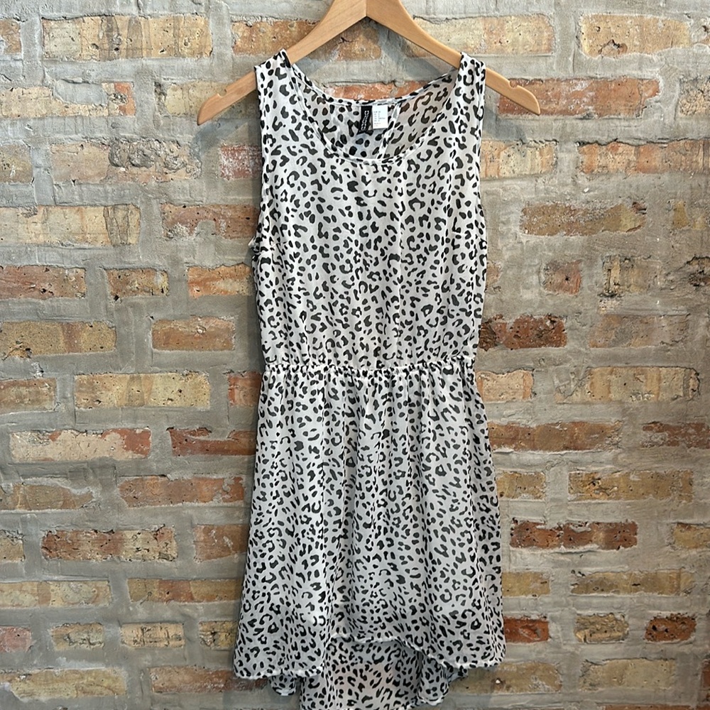 Divided H&M Black and White Leopard Print High-Low dress